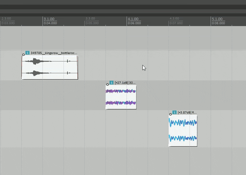 A gif depicting the Name And Enumerate Regions Per Media Item script in action. Multiple media items are selected before a window pops up with options to give the preferred region name, separating character, and minimum digit padding. The user presses <q>ok</q> and regions matching those settings spring into being.